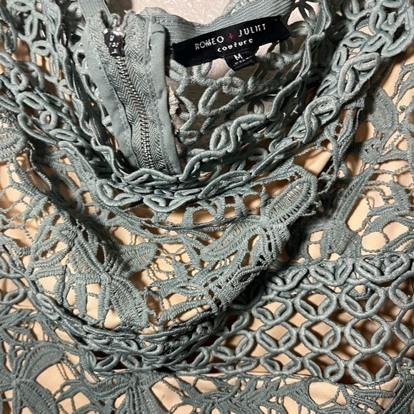 Romeo + Juliet Couture Lace Overlay Dress - Medium, Sage Green Elegance - Picture 4 of 5